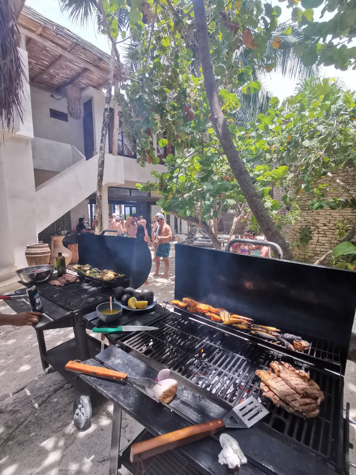 Outdoor grills during a villa lunch