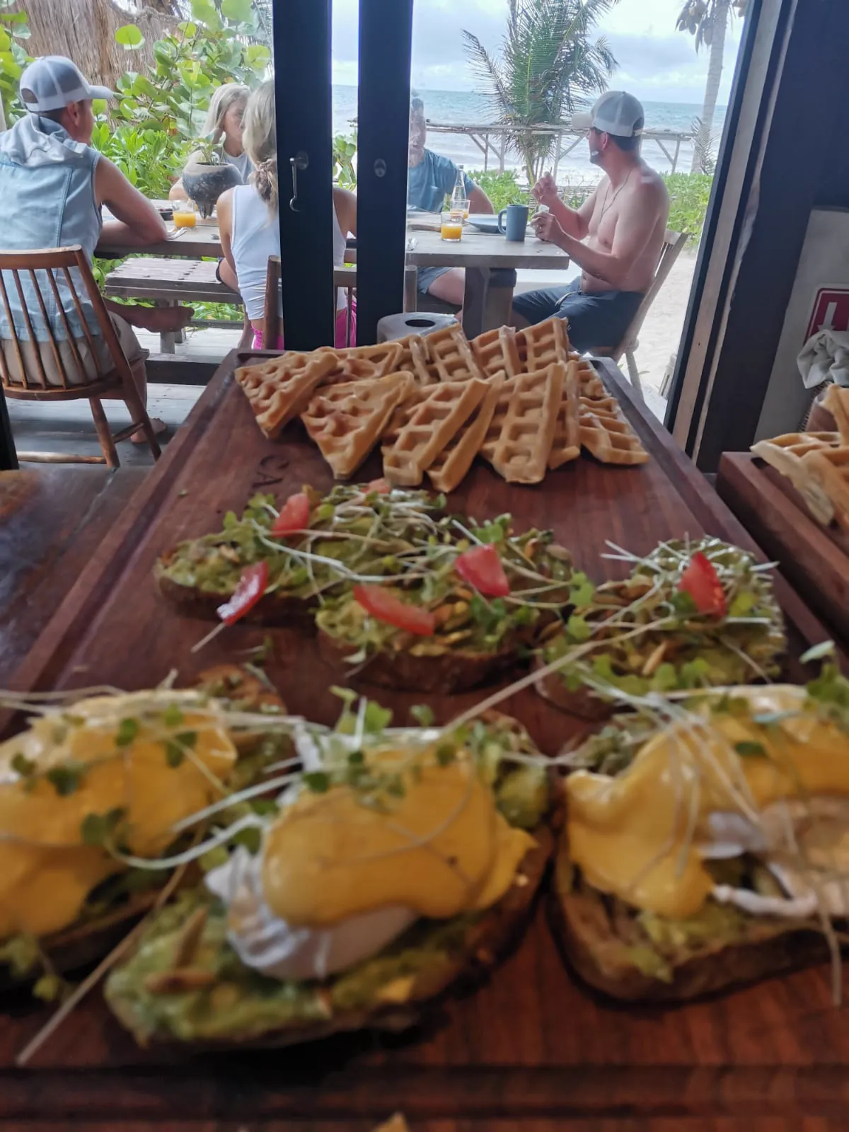 A morning board facing the beach from a villa table
